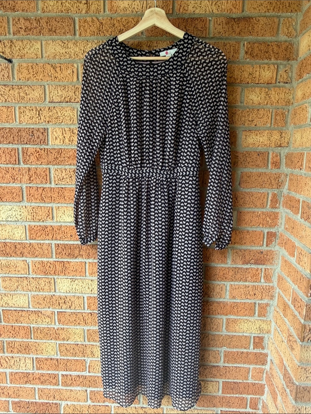 Boden Black and Tan Long Sleeve Dress Size 6R Lined Work Dress